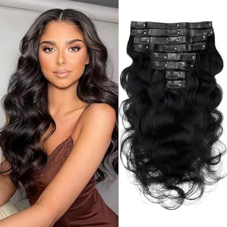Seamless PU Body Wave Clip in Hair Extensions Real Human