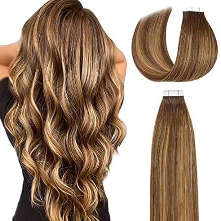Lacer Hair Extensions Human Hair Tape in 18 Inch Highligh