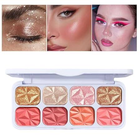 8 Colors Blusher Highlighter Makeup Palette， Waterproof N