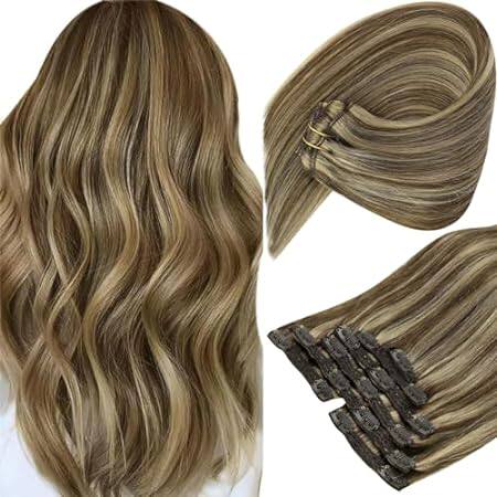 Sunny Hair Extensions Real Human Hair Clip ins Highlights