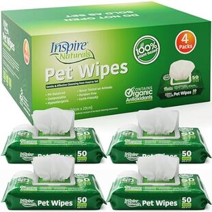 Inspire Naturals Pet Wipes for Dogs and Cats 100% Natural
