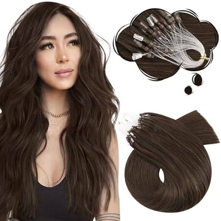 Moresoo Micro Ring Hair Extensions Human Hair Chocolate B