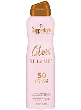 Coppertone Glow with Shimmer Sunscreen Spray， Water Resis