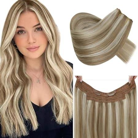 RUNATURE Wire Human Hair Extensions Clip in Wire Hair Ext