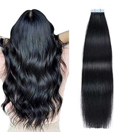 SUYYA Tape in Hair Extensions Black 100% Real Human Hair