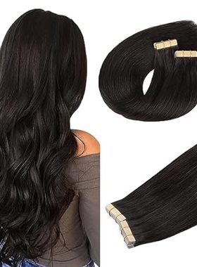 DOORES Human Hair Extensions Tape in， Dark Brown 24 Inch