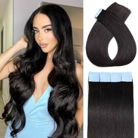 ALLY Tape in Hair Extensions Human Hair， Straight Seamles
