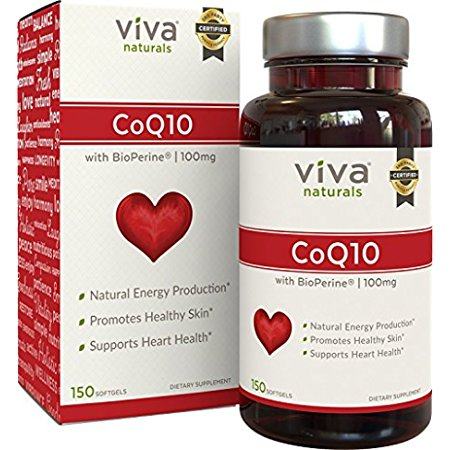 viva naturals coq10 100mg, 150 softgels - enhanced with bio