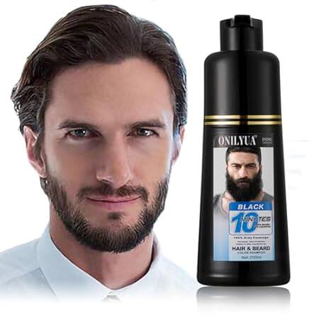 Men’s Beard Dye Black in 10 Minutes， Instant Darkening Be