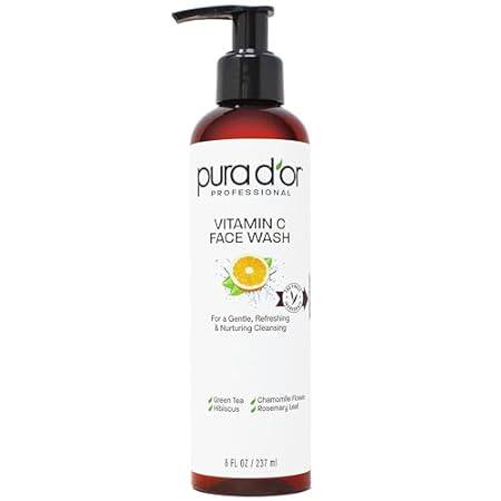 PURA D'OR 8 Oz Vitamin C Face Wash - Antioxidant Rich Bri