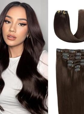 Hair Extensions Real Human Hair Clip ins Dark Brown Real