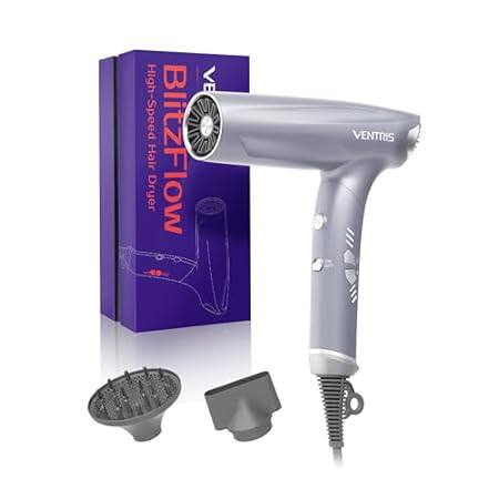 Ventris Ionic Hair Dryer with Magnetic Diffuser， High Spe