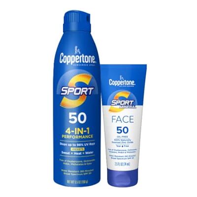 Coppertone SPORT Sunscreen Spray + Face Sunscreen SPF 50，