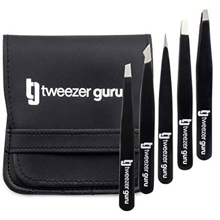 Tweezers Set 5-piece - Tweezer Guru Stainless Steel Slant
