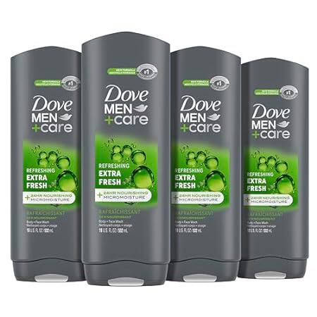 Dove Men+Care Body Wash Extra Fresh 4 Count for Men's Ski
