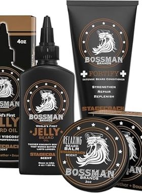 Bossman Essentials Beard Kit for Men - Beard Oil Jelly， F