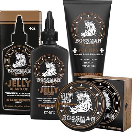 Bossman Essentials Beard Kit for Men - Beard Oil Jelly， F