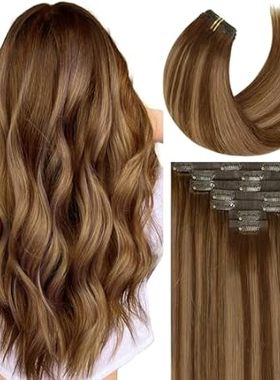 Caliee Brown Clip in Hair Extensions Real Human Hair Invi