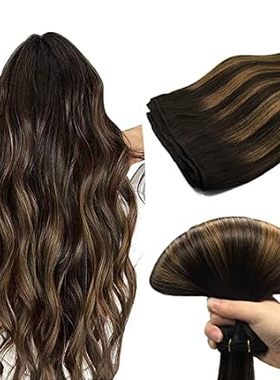DOORES Sew in Hair Extensions Real Human Hair， Balayage D