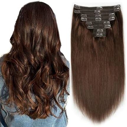 Hair Extensions Real Human Hair Chocolate Brown Remy Huma