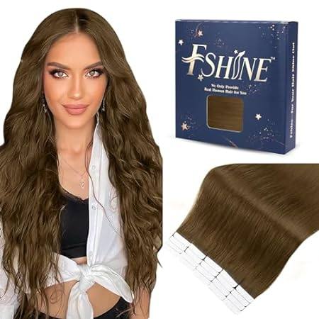 Fshine Tape in Hair Extensions Human Hair Color Chocolate