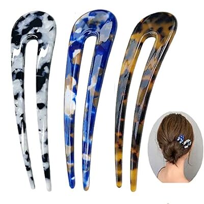 French Hair Forks， Hair Pins for Buns， U Shaped Hair Pins