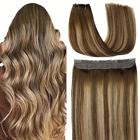 VINBAO Wire Hair Extensions Human Hair Balayage Chocolate