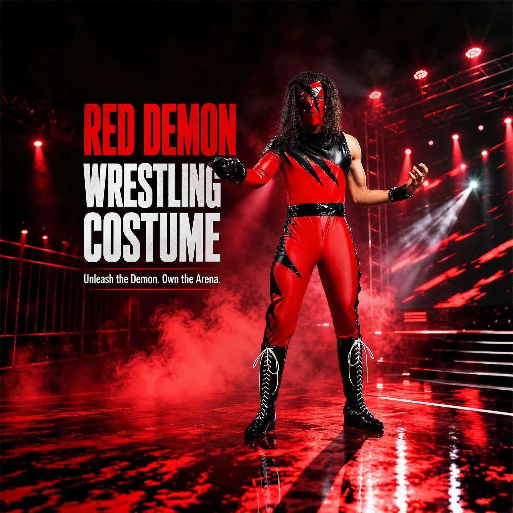 WWE凯恩男士服装服装弹力亮皮摔跤选手派对表演套装