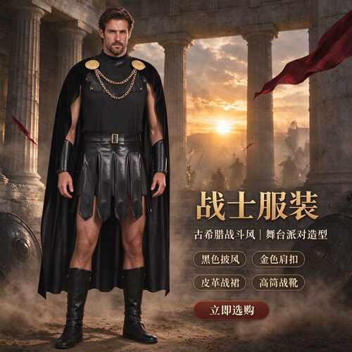 奥德赛cos服中世纪战士套装肩章披风万圣节cosplay舞台表演服