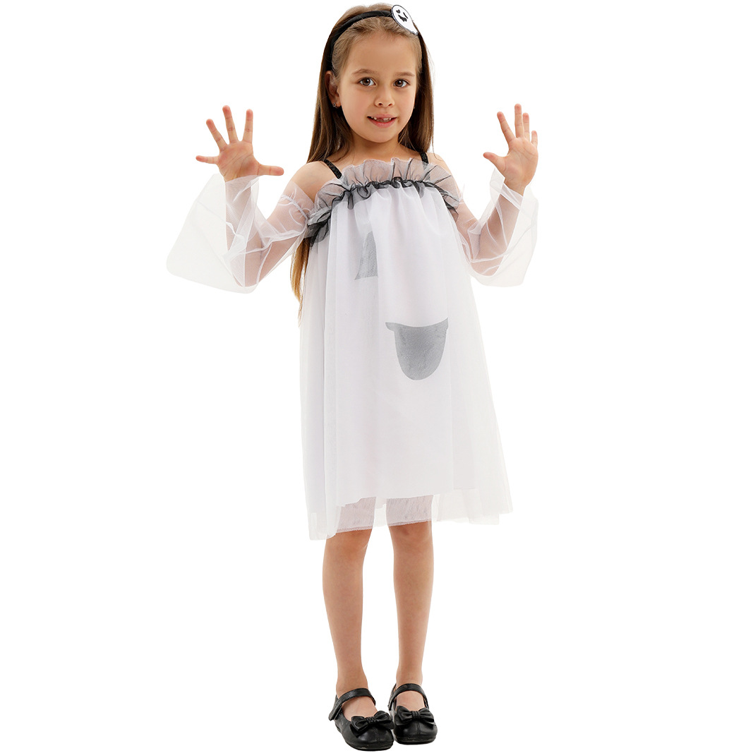 万圣节服装儿童演出服表演服套装cos服女童幽灵连衣裙跨境