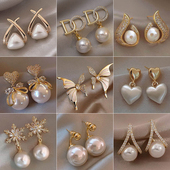 耳环高级感耳坠复古法式 巴洛克百搭耳钉女2024年新款 爆款 小众耳饰