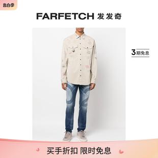 Final Sale Dsquared2男士 FARFETCH D2次方 油漆印花标记设计衬衫