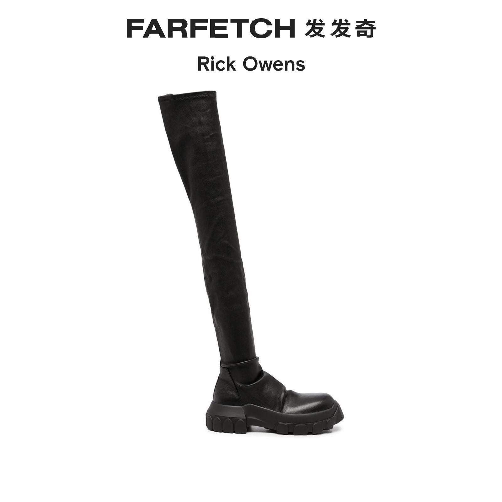 Rick Owens女士黑色皮质过膝靴发发奇-Rick Owens品牌-美乐淘潮牌汇