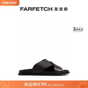 Barrett男士 交叉带皮质拖鞋 FARFETCH发发奇