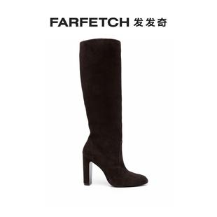 Stuart Weitzman女士圆头绒面皮高跟靴FARFETCH发发奇