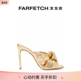 FARFETCH发发奇 Schutz女士金属感设计高跟皮质穆勒鞋