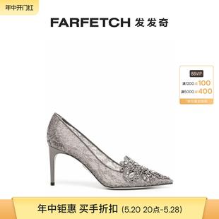 Final Rene Sale Caovilla女士晶饰蕾丝高跟鞋 FARFETCH发发奇