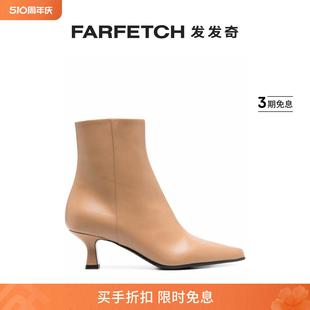 3juin女士中跟尖头皮质短靴FARFETCH发发奇