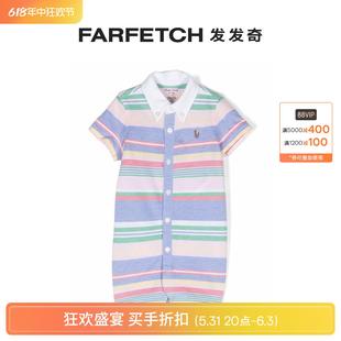 Lauren童装 Ralph logo刺绣条纹连体衣FARFETCH发发奇