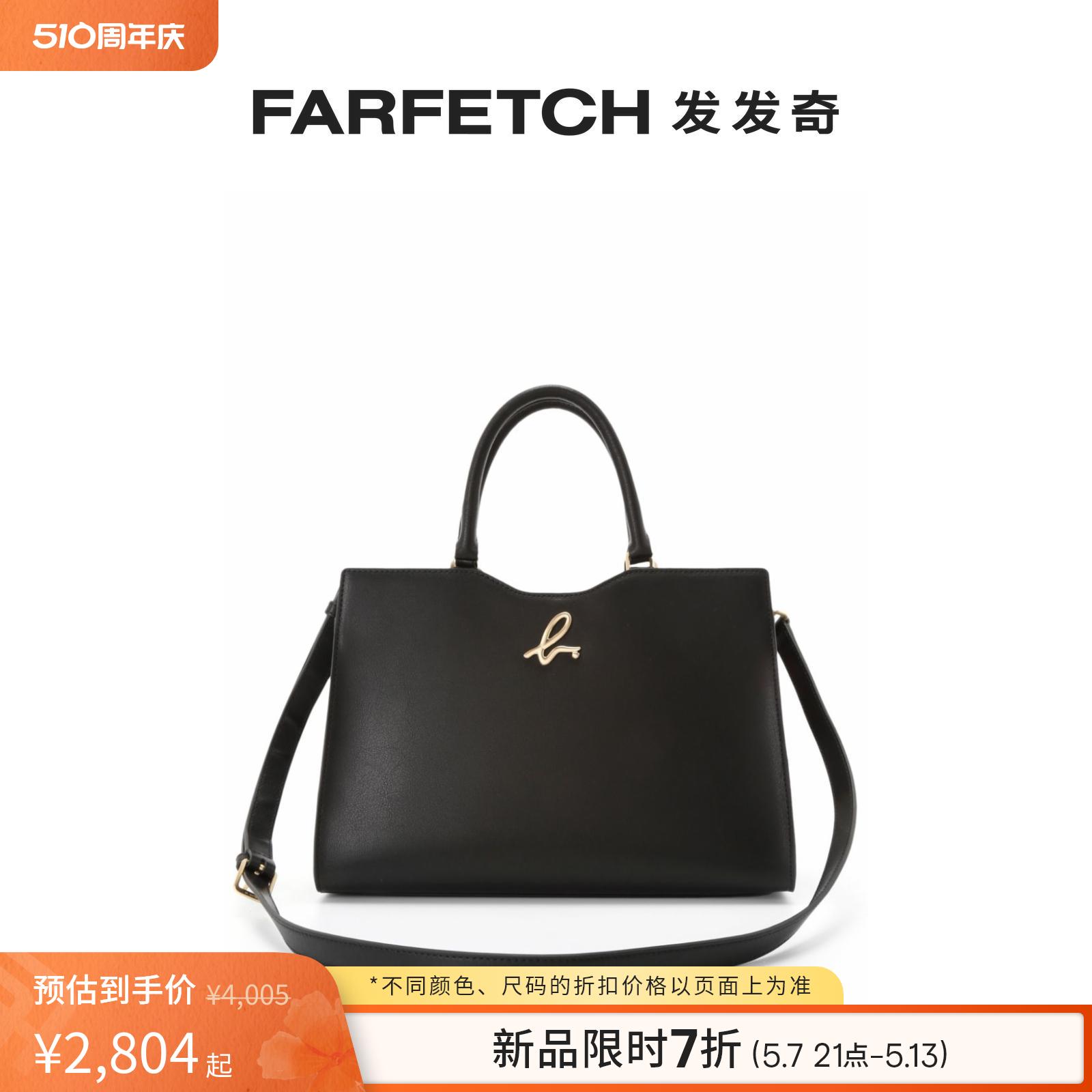 Agnes B.女士logo标牌皮质手提包FARFETCH发发奇