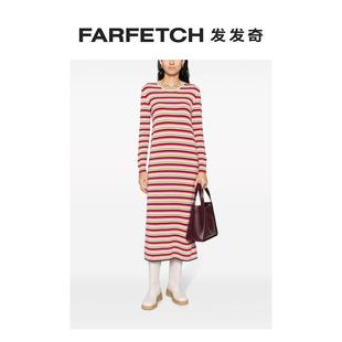 Barrie女士条纹圆领羊绒中长连衣裙FARFETCH发发奇