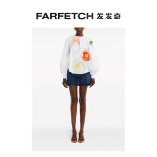 Renta女士花卉细节圆领罩衫 FARFETCH发发奇 Oscar