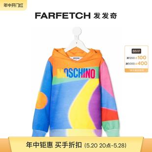 FARFETCH发发奇 logo拼色连帽衫 莫斯奇诺 Moschino童装