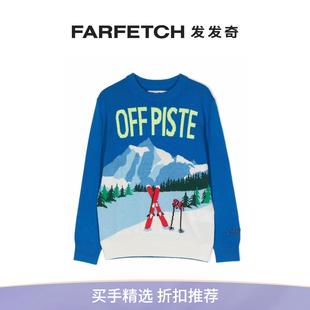 嵌花针织圆领毛衣FARFETCH发发奇 Barth童装 Saint Mc2