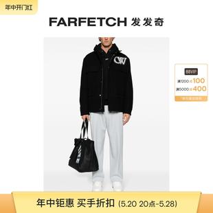 Off logo刺绣毛毡棒球夹克FARFETCH发发奇 White男士