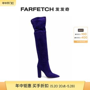 绒面皮尖头高跟过膝靴FARFETCH发发奇 Gianvito Rossi女士Hansen