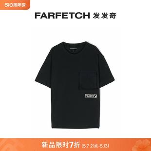 Emporio Armani阿玛尼童装 logo刺绣T恤FARFETCH发发奇