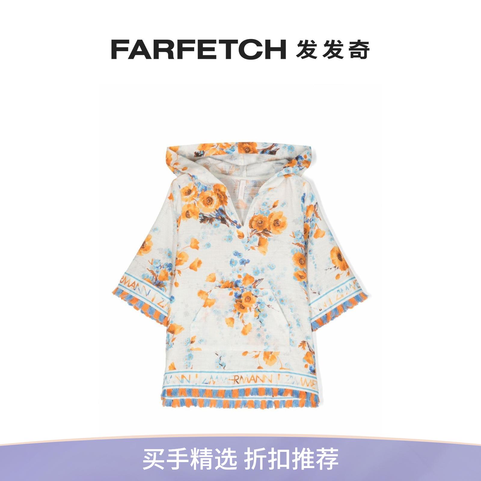 Zimmermann童装花卉印花连帽连衣裙FARFETCH发发奇