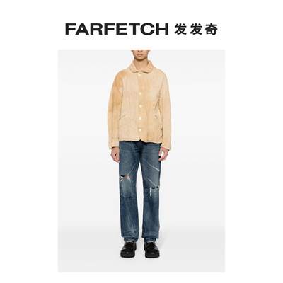 Visvim男士褶皱设计皮夹克FARFETCH发发奇