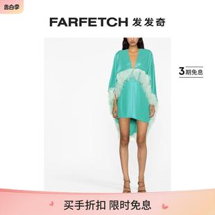 Sale Nervi女士羽毛边饰帝国式 Final 高腰不对称连衣裙FARFETCH